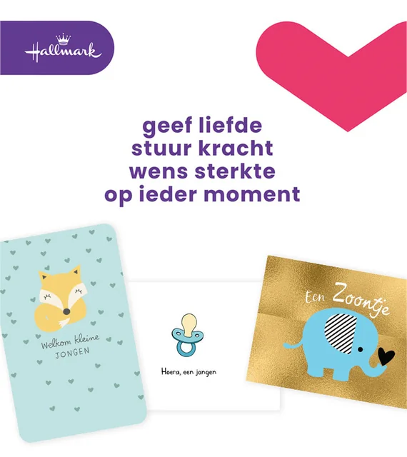 Wenskaart Hallmark Business Box geboorte zoon navulset à 6 stuks