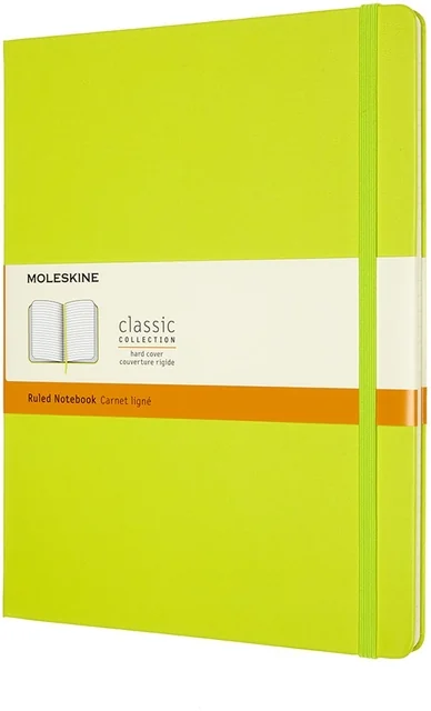 Notitieboek Moleskine XL 190x250mm lijn hard cover lemon green
