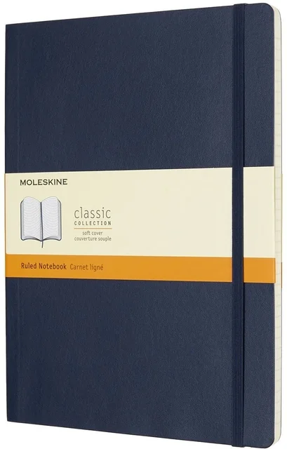 Notitieboek Moleskine XL 190x250mm lijn soft cover sapphire blue