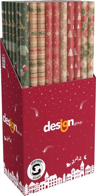 Inpakpapier Kerst kraft 200x70cm assorti