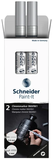 Viltstift  Schneider Paint-it 060 - 061 2.0mm en 0.8mm mtl chrome 2st