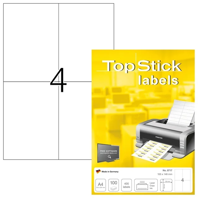 Etiket TopStick 8717 105x148mm wit 400 stuks