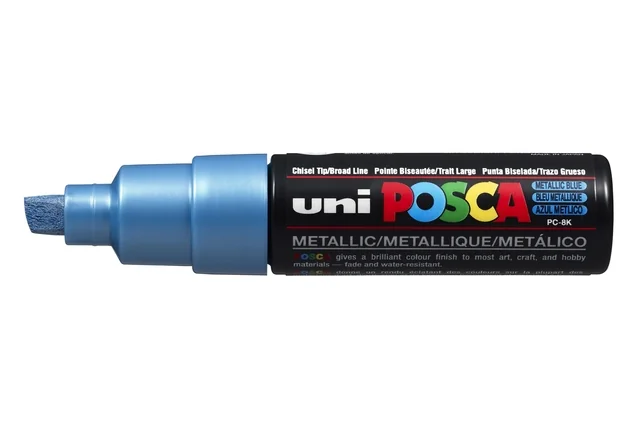 Paintmarker Uni POSCA PC8K breed schuin metallic blauw