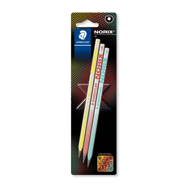 Potlood Staedtler Norix HB assorti blister à 3 stuks