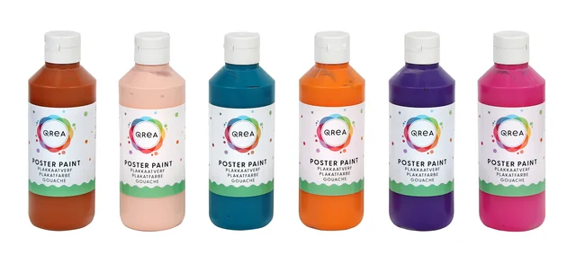 Plakkaatverf Qrea set à 6 fun kleuren 250ml