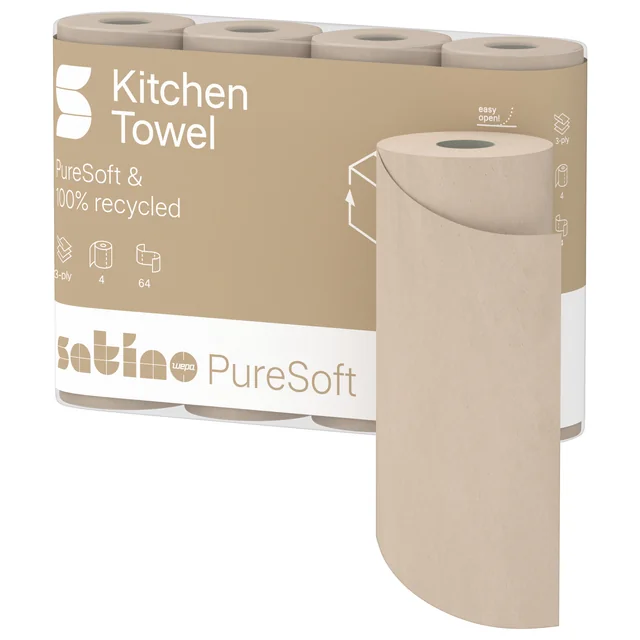 Keukenrol Satino PureSoft 3-laags 4x64 vel naturel 175890