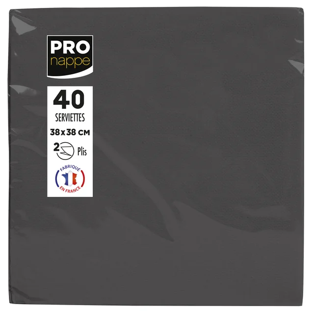 Servet Pronappe 1/4 vouw 2-laags 380x380mm 40 vel zwart