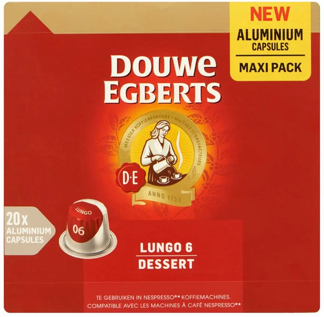 Koffiecups Douwe Egberts Lungo dessert 20 stuks