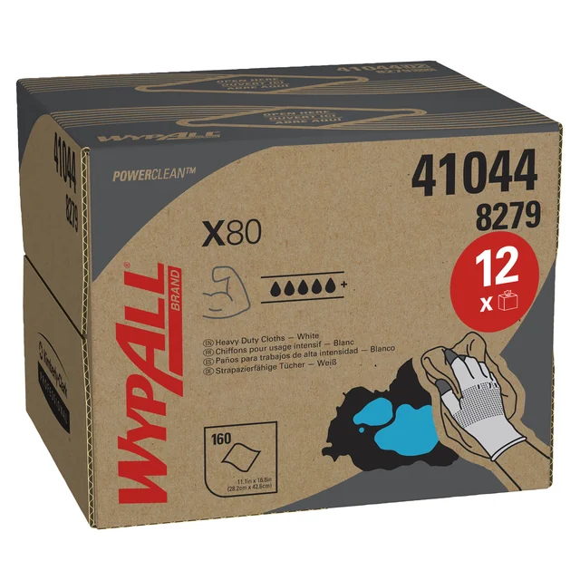 Poetsdoek WypAll X80 PowerClean 426x281mm 160vel dispenserdoos wit 8279