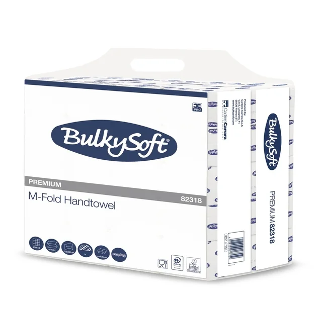 Handdoek BulkySoft Premium m-vouw 2-laags 215x320mm 15x150 vel wit 82318