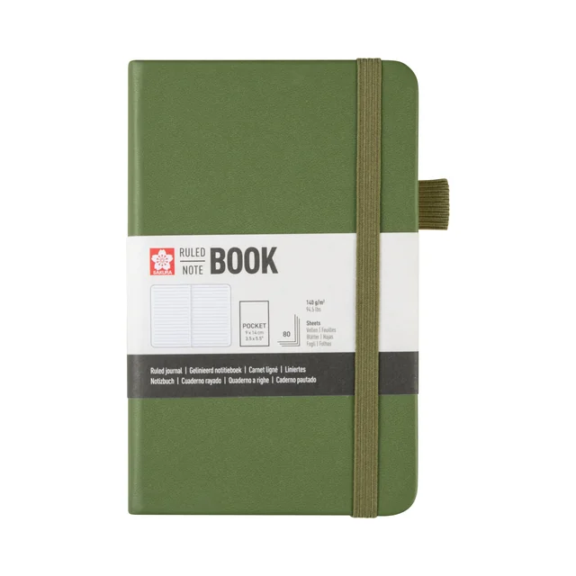 Notitieboek Sakura pocket 90x140mm lijn hard cover dennennaald