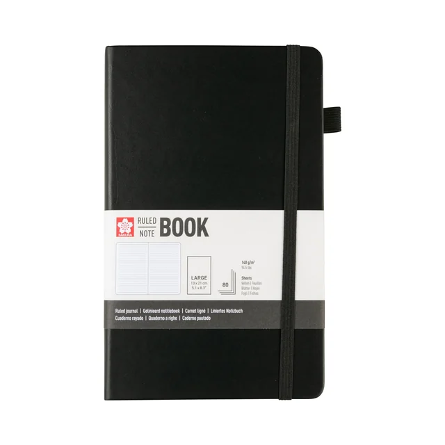 Notitieboek Sakura large 130x210mm lijn hard cover zwart