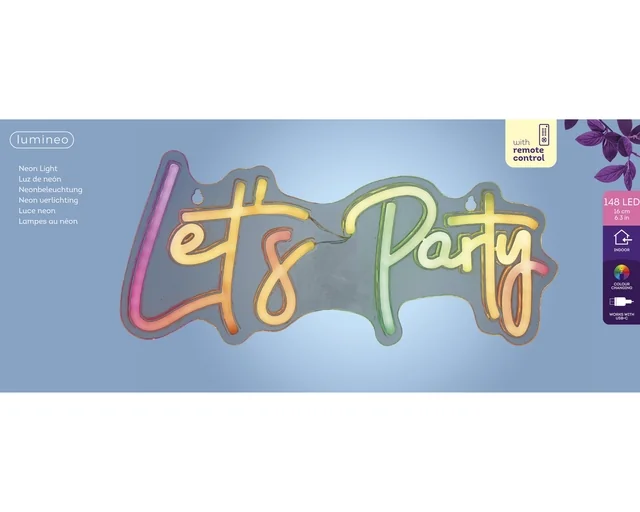 Ledbord Lumineo indoor USB neon Let's Party led Colour change effects