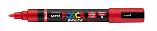 Paintmarker Uni POSCA PC-5BR brushpunt medium rood