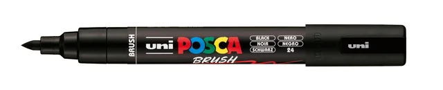 Paintmarker Uni POSCA PC-5BR brushpunt medium zwart