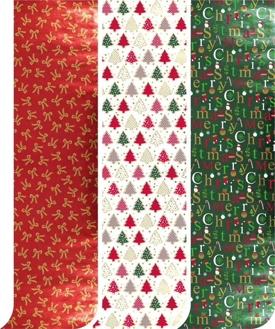 Inpakpapier Kerst metallic 200x70cm assorti