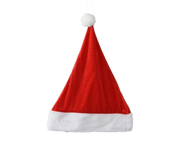 Kerstmuts polyester rood met witte pompom