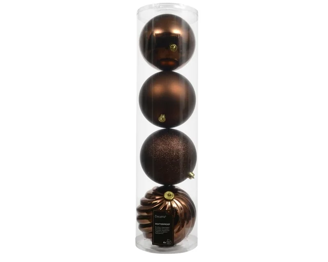 Kerstballenmix Decoris Espresso koker à 4 stuks