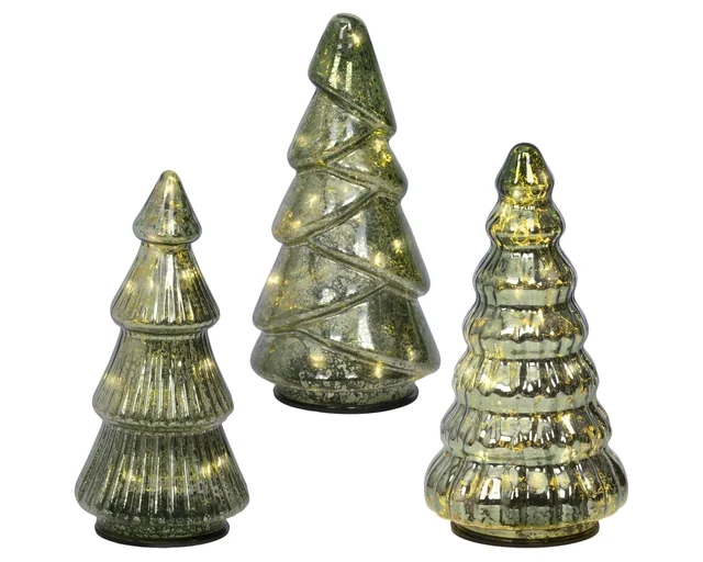 Kerstboom LED Lumineo set à 3 stuks groen 17.5cm