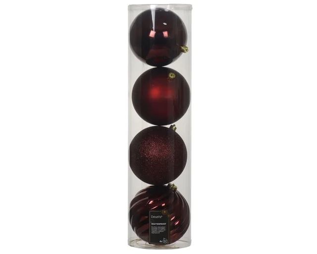 Kerstballenmix Decoris Ossenbloed koker à 4 stuks
