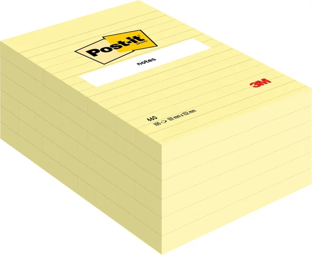 Memoblok Post-it 660 lijn 102x152mm canary yellow