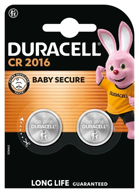 Batterij Duracell knoopcel 2xCR2016 lithium Ø20mm 3V-90mAh