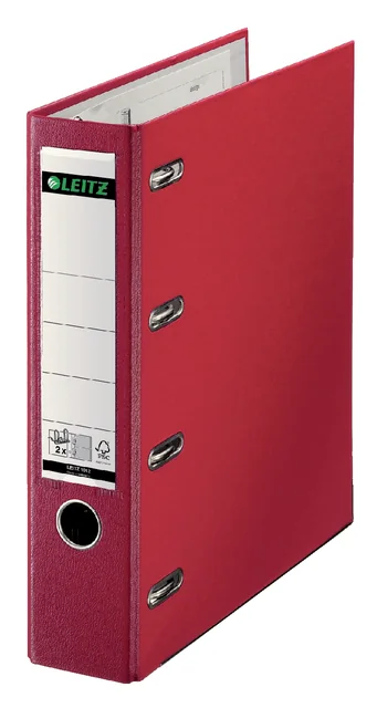 Bankordner Leitz 1012 dubbel mechaniek 80mm PP A4 rood