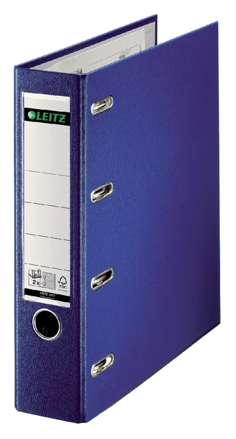 Bankordner Leitz 1012 dubbel mechaniek 80mm PP A4 blauw