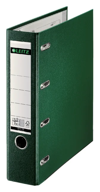 Bankordner Leitz 1012 dubbel mechaniek 80mm PP A4 groen